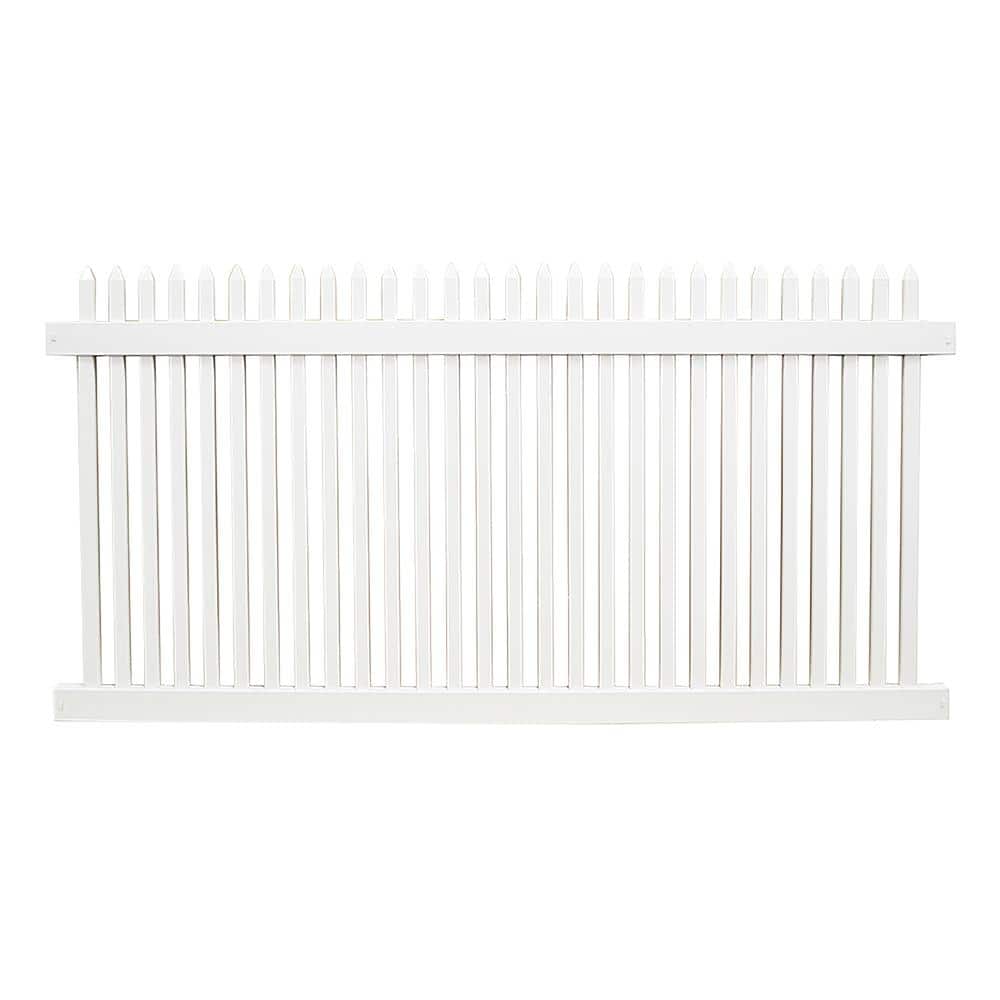 Weatherables Hartford 3 ft. H x 8 ft. W White Vinyl Picket Fence Panel Kit
