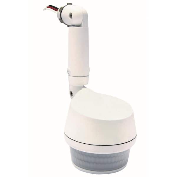 Commercial Electric 270-Degree White Motion Activated Wired Outdoor 1-Head Dusk to Dawn Security Flood Light Sensor