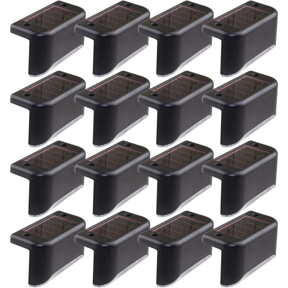 Afoxsos Solar Powered LED Deck Step Lights Waterproof Outdoor Lighting for Patio Stair Yard Path Pool Garden 16 Pcs Black