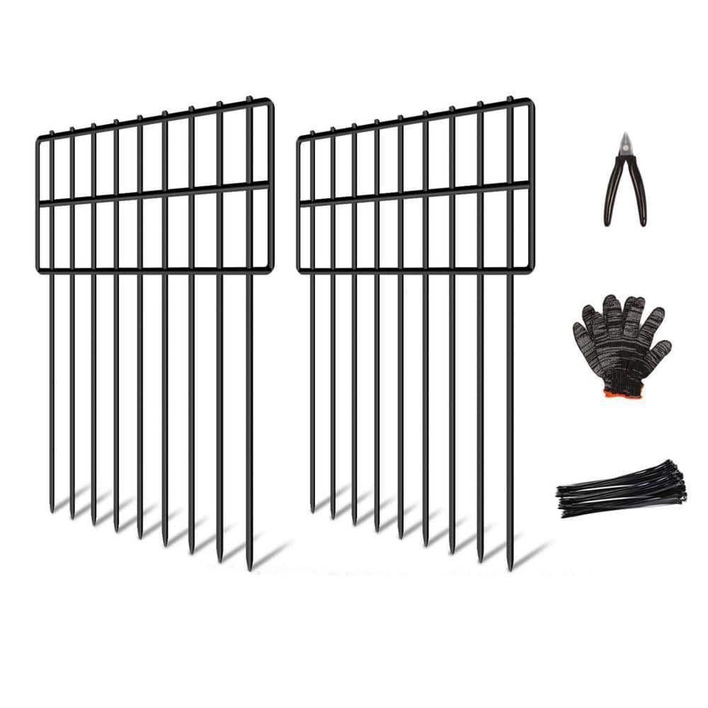 Angel Sar 1.42 ft. x 1.08 ft. Rustproof Metal Flat Top Metal Privacy Fence Panel, Border Fence for Outdoor and Yard Etc. (25-Pack)