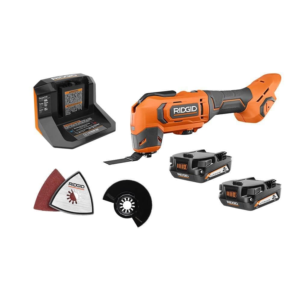RIDGID 18V Cordless Oscillating Multi-Tool Kit with (2) 2.0 Ah Batteries and Charger