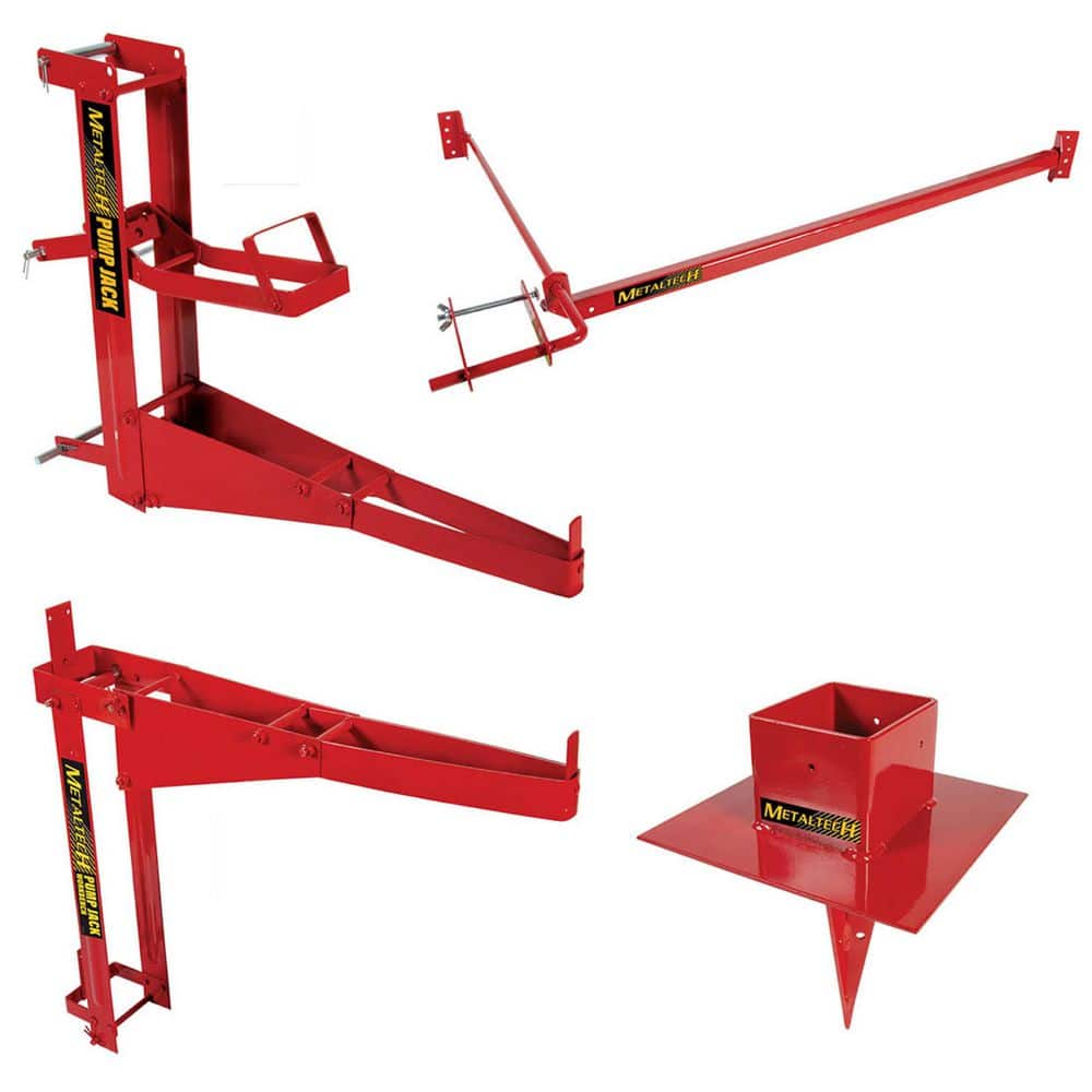 MetalTech 30 ft. Steel Pump Jack Scaffolding System 2-Pole Kit with Workbenches, Braces, and Pole Anchors