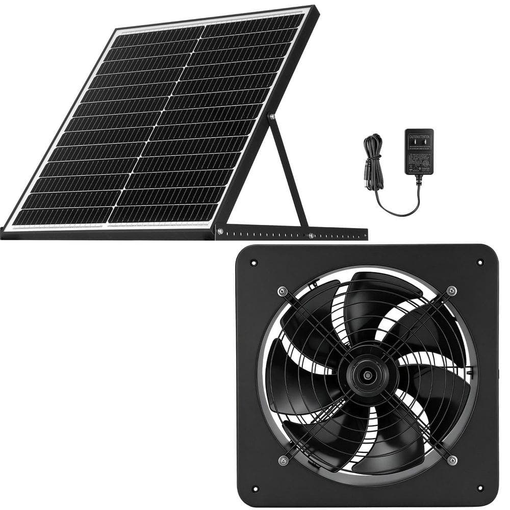 OMNIPV 2100 CFM 40-Watt Hybrid Solar Powered Wall Mount Gable Roof Vent Exhaust Fan, Auto On/Off Thermostat, Cools 3000 sq. ft.