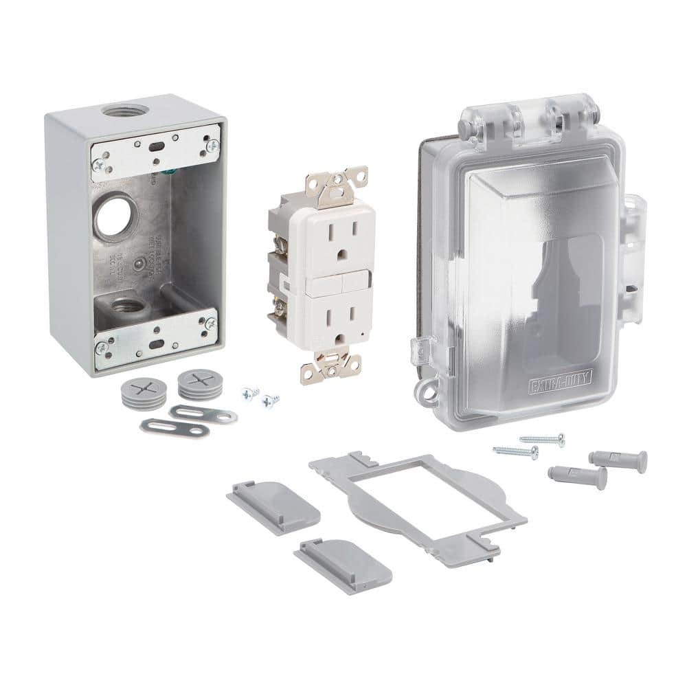 Commercial Electric 1-Gang Extra Duty Horizontal/Vertical Non-Metallic Weatherproof In-Use Outlet Cover Kit (16-in-1-Configurations), Clear