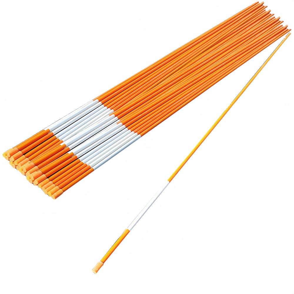 FiberMarker Reflective Driveway Markers 48 in. Orange 100-Pack 5/16 in. Dia Hollow Driveway Poles for Easy Visibility at Night