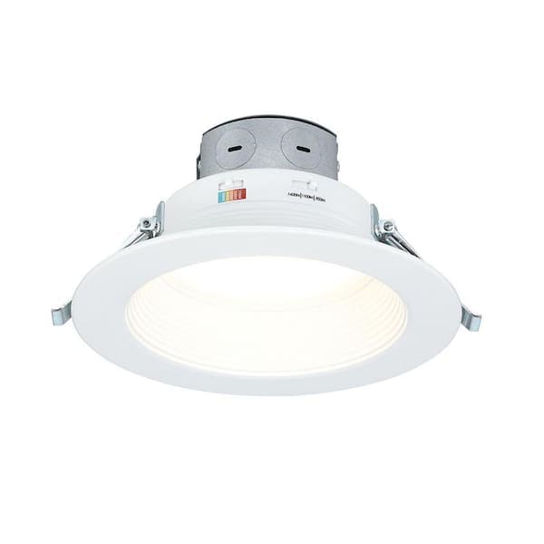 Commercial Electric LED Selectable Lumen Selectable CCT 6 in. Round Canless Recessed Light for Indoor Areas Baffle Trim White