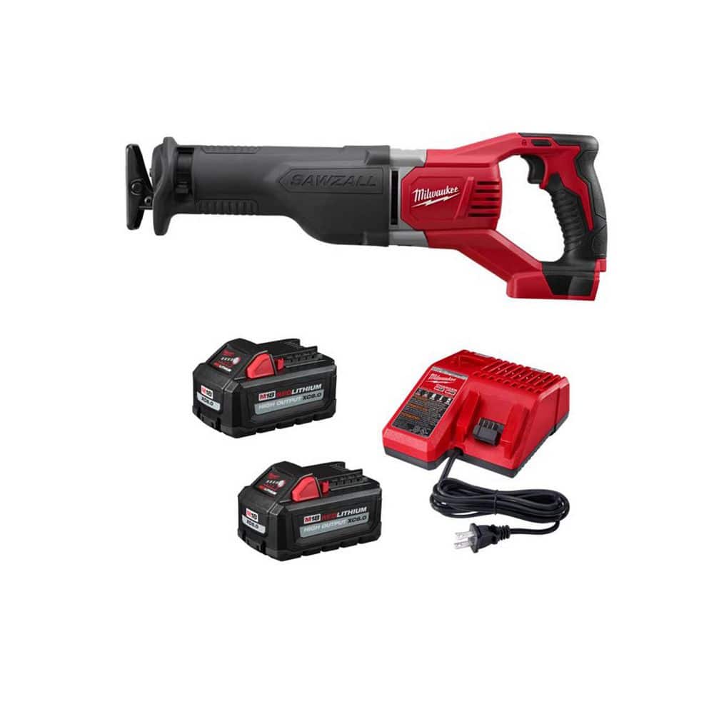Milwaukee M18 18V Lithium-Ion Cordless SAWZALL Reciprocating Saw w/ Two 6.0 Ah Battery and Charger
