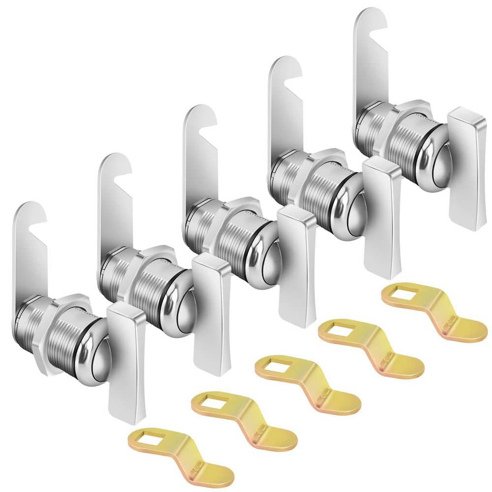 LAIFUCAM 1-1/8 in. Chrome Finish Thumb Operated Keyless Cam Door Latch for Cabinet Drawer RV Storage 5-Pack