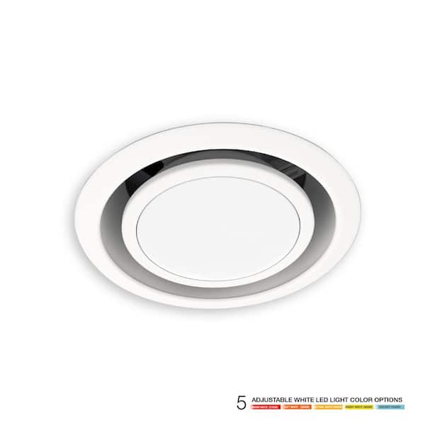 ReVent 50-80 Adjustable CFM Easy Install Ceiling Bathroom/Bath Exhaust Fan and Recessed Light w/5 Level LED Temp,Energy Star