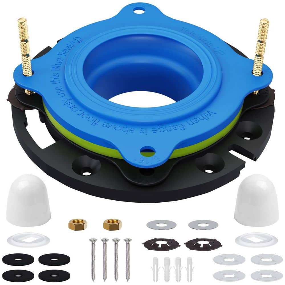 Helhom Toilet Flange Repair Kit with Flange and Elastic Wax Ring, Include Hardware Nuts, Washer, Bolts and Bolt Caps