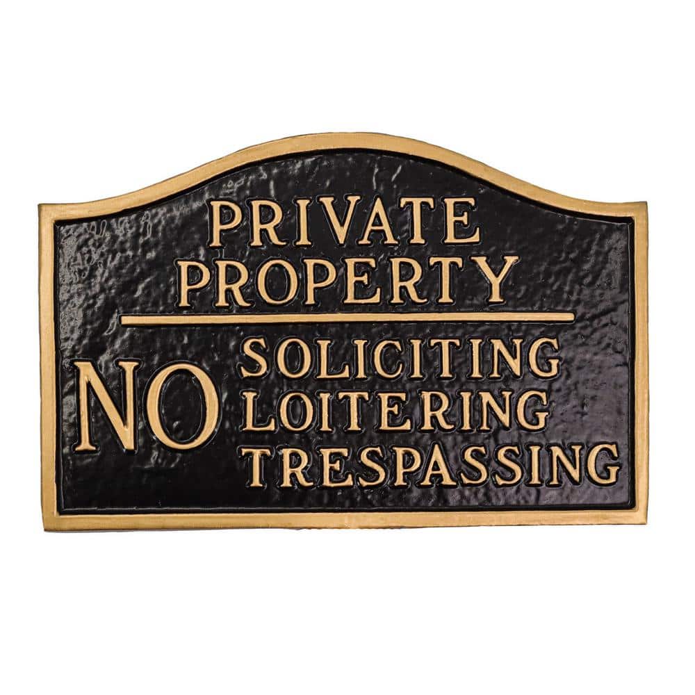 Montague Metal Products Private Property, No Soliciting, No Loitering Standard Statement Plaque - Black/Gold