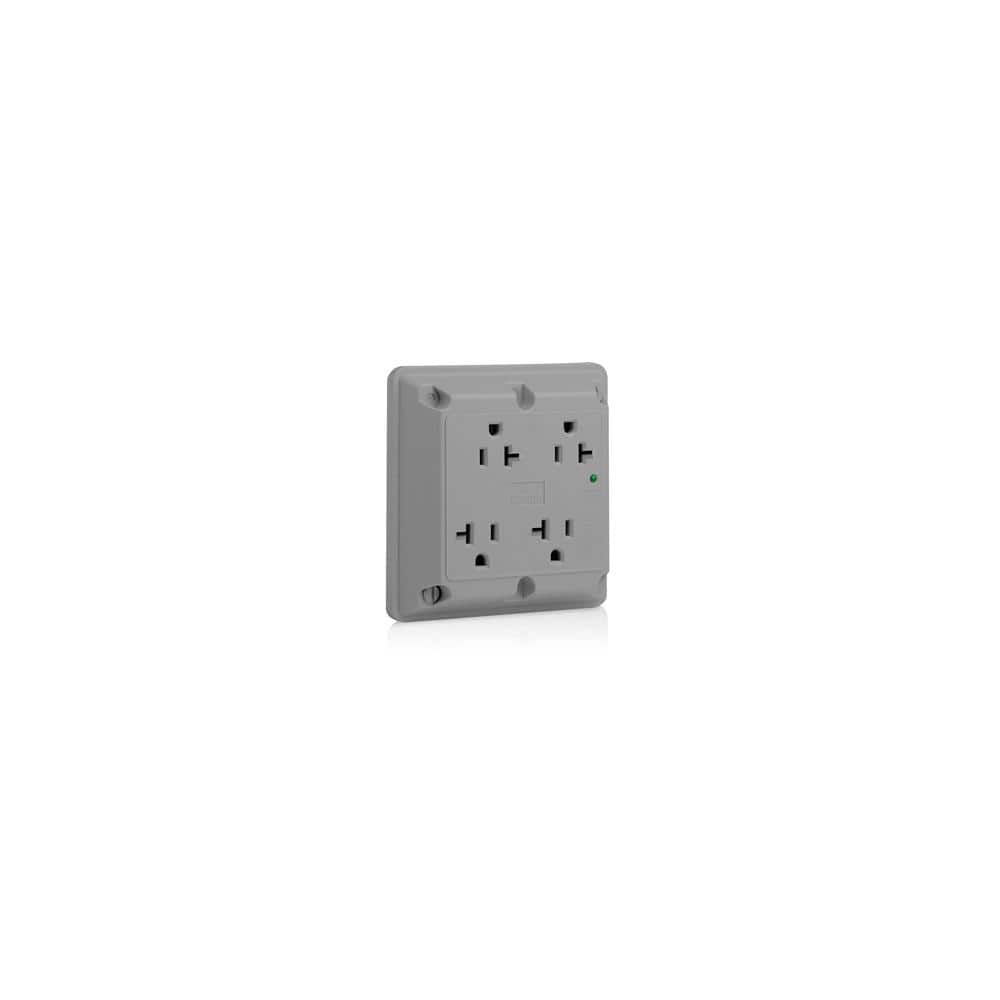 Leviton 20 Amp 125 V Industrial Grade Surge Protected Quadplex Outlet/Receptacle, Gray (1-Pack) 5490-GY