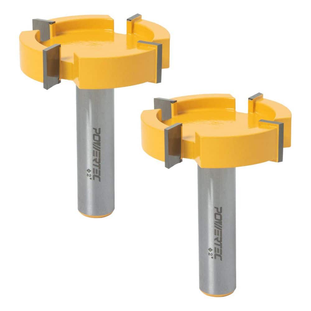 POWERTEC Slab Flattening Carbide Tipped Router Bit with 1/2 in. Shank, 2 in. Cutting Diameter, 1/2 in. Cutting Depth (2-Pack)