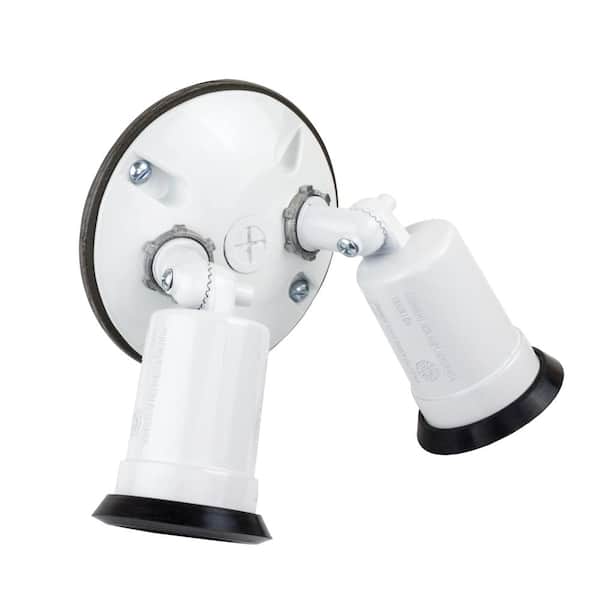 Commercial Electric White Outdoor Flood Light Weatherproof Lamp holder with External Rubber Gasket and Cover
