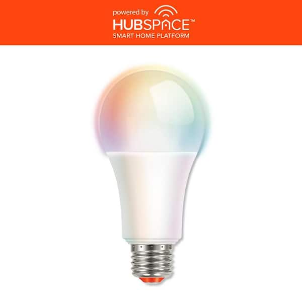 EcoSmart 150-Watt Equivalent Smart A21 E26 Base Color Changing CEC LED Light Bulb with Voice Control (1-Bulb) Powered by Hubspace