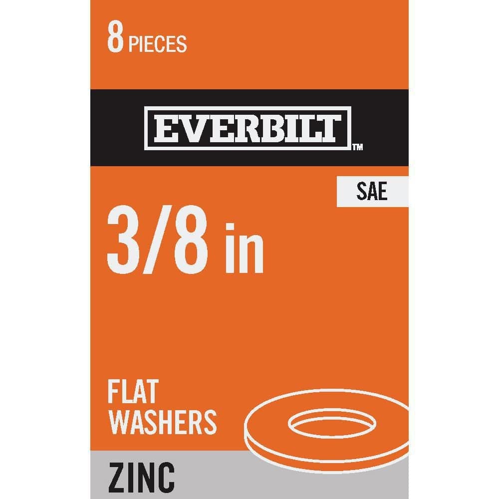 Everbilt 3/8 in. Zinc Flat Washer (8-Pack)