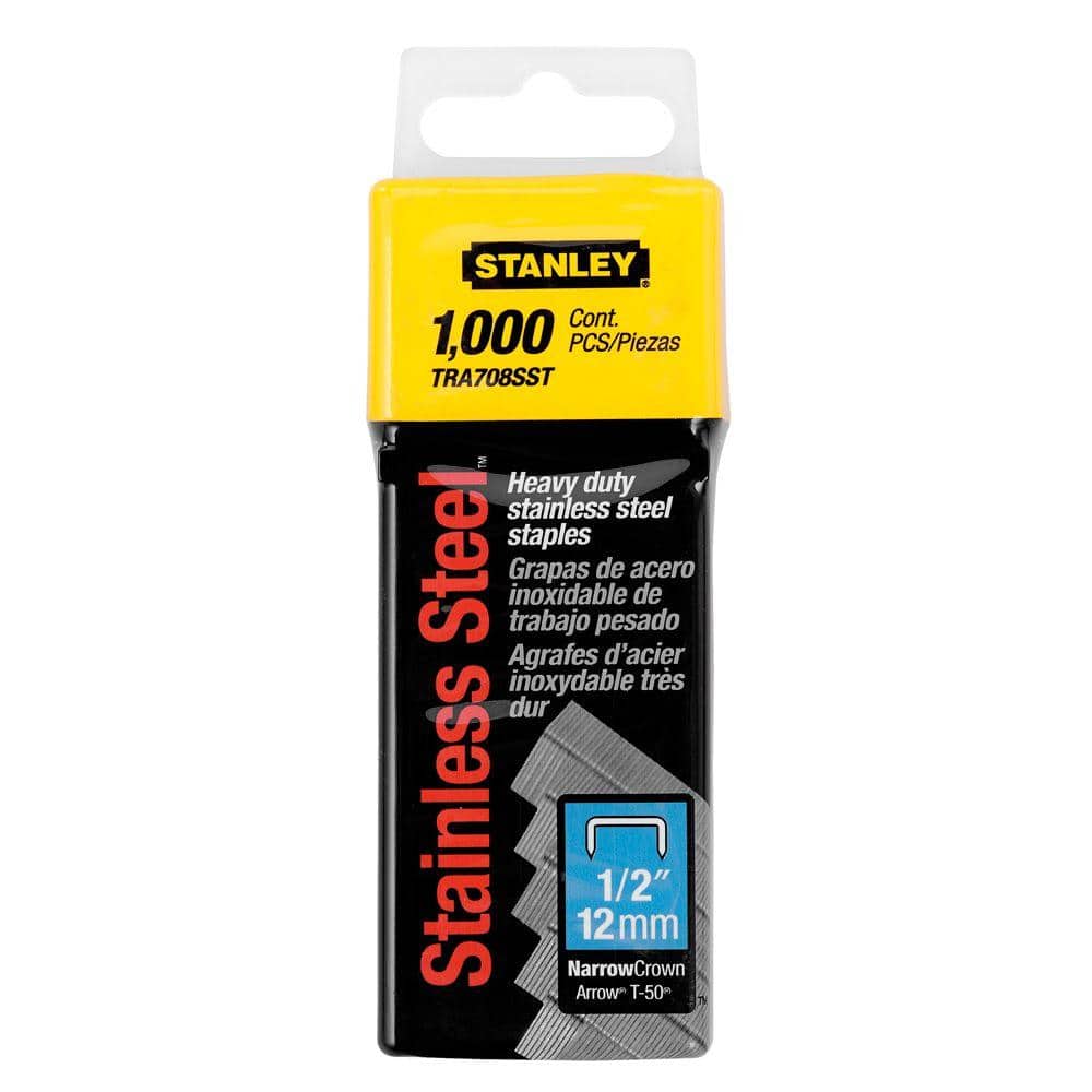 Stanley 1/2 in. Heavy Duty Stainless Steel Narrow Crown Staples (1,000 per Box)