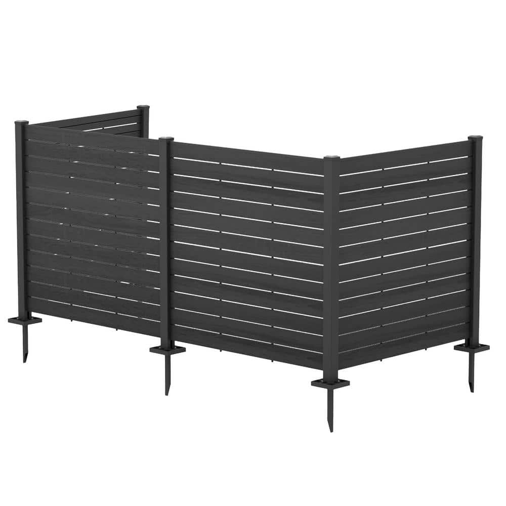 KOZYARD 4 ft. W x 4. 17ft. H Outdoor Privacy Screens Framed Flat Fence Panels Kit for AC, Trash Can Storage (Black 4-Panels)