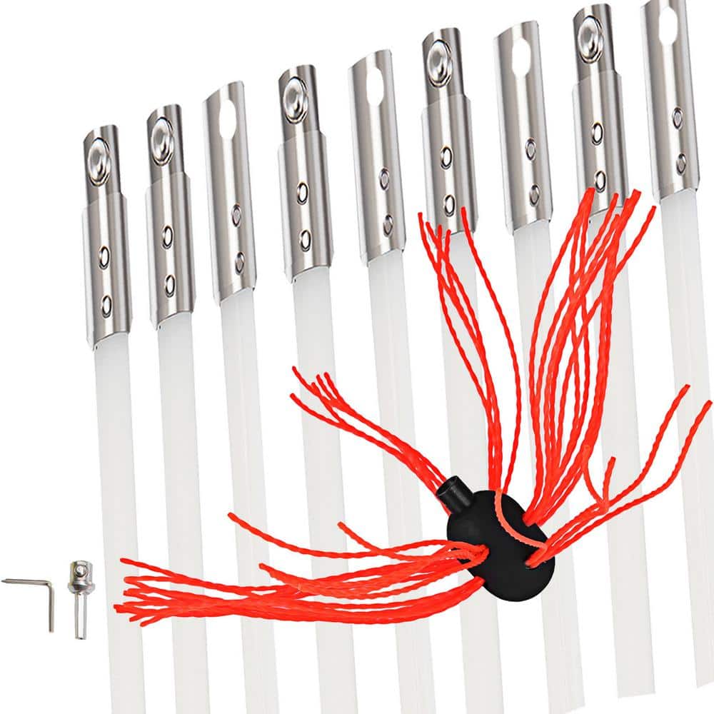VEVOR Chimney Sweep Kit 30 ft. Flexible Chimney Brush Kit Driven by Drill with 9 Nylon Flexible Rods Chimney Clean Tool Kit