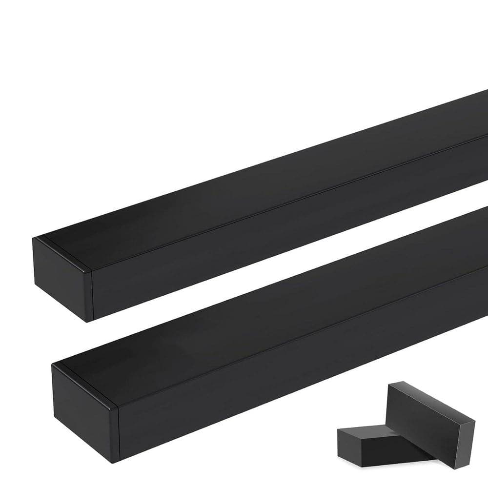 Afoxsos Stainless Steel T304 Black 6 ft. 6 in. Handrail with Extension Connectors End Cap Kits for Cable Stair Railing 2-Pack