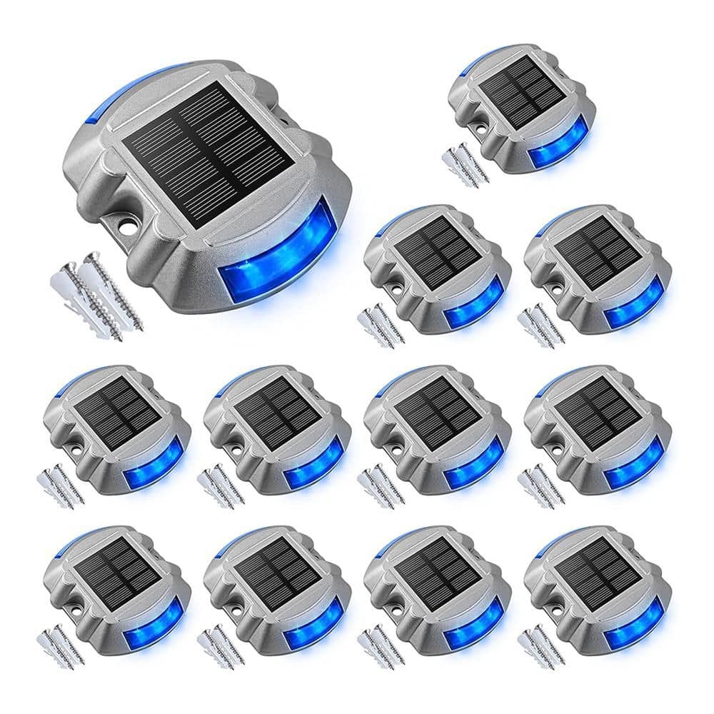 Afoxsos Deck Dock Lights Blue 12-Pack Led Wireless IP67 Waterproof Outdoor Step Lights for Driveway Sidewalk Garden Pathway Yard