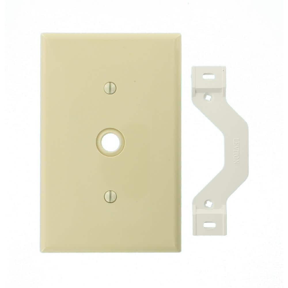 Leviton 1-Gang White 0.406 in. Phone/Cable Nylon Midway/Midsize Wall Plate (1-Pack) PJ11-I
