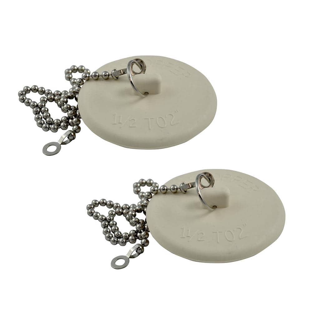 DANCO 1-1/2 in. - 2 in. Universal Tub Stopper with Chain (2-Pack)