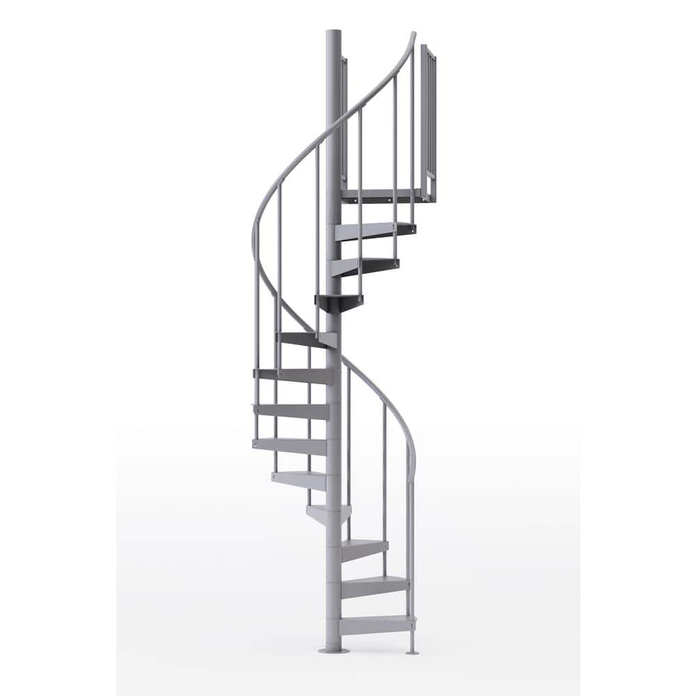 Mylen STAIRS Condor Gray Interior 42in Diameter, Fits Height 110.5in - 123.5in, 2 36in Tall Platform Rails Spiral Staircase Kit