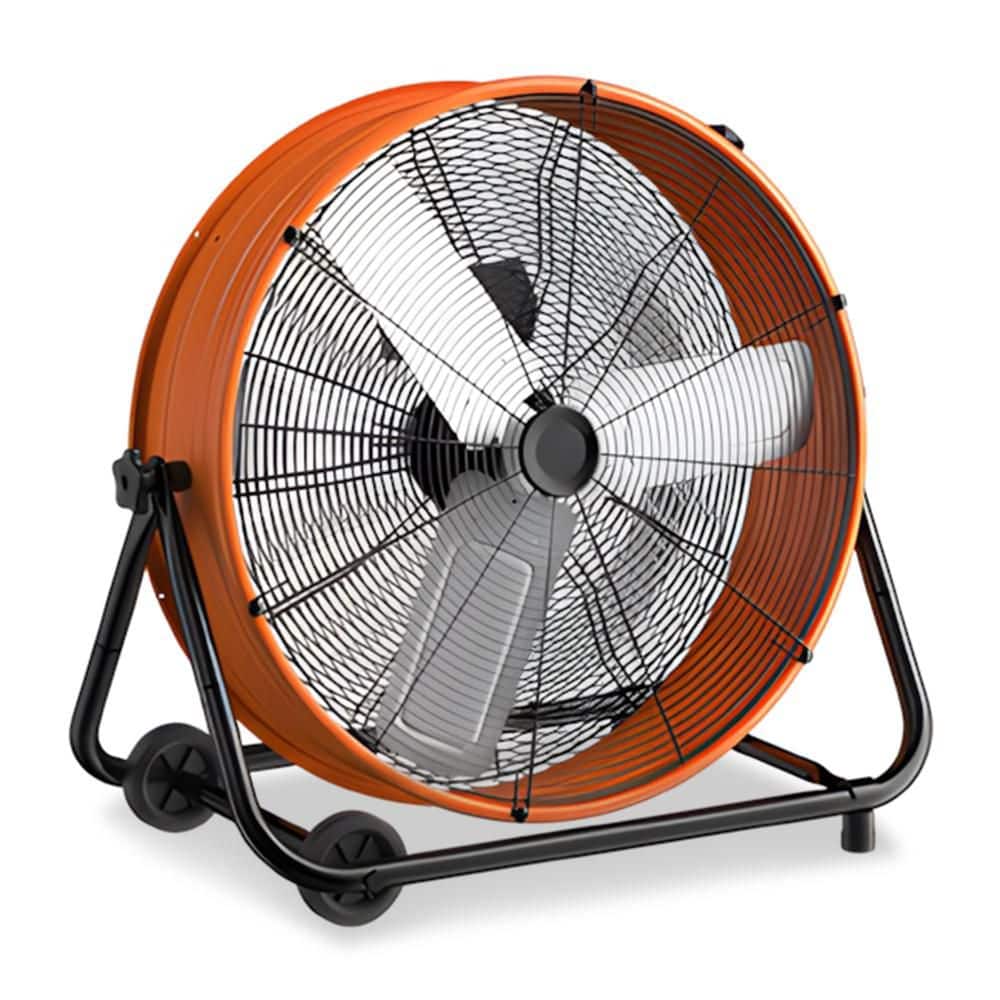 MELEZOOM 24 in.9460CFM Air Circulation High Velocity Industrial Fan with 360 degree adjustable tilt in Orange,Heavy Duty Drum Fan