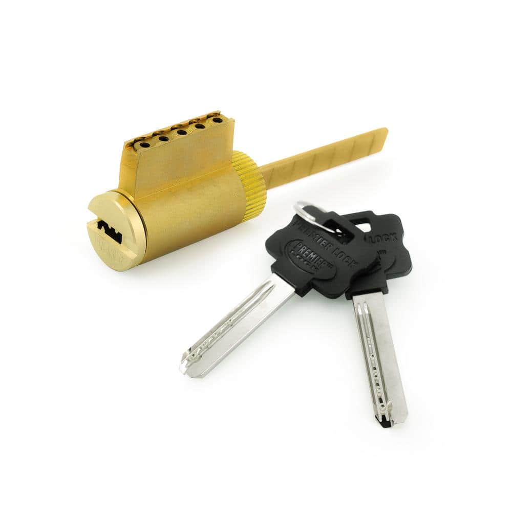 Premier Lock 1-1/8 in. High Security Key in Knob Cylinder, Brass Finish