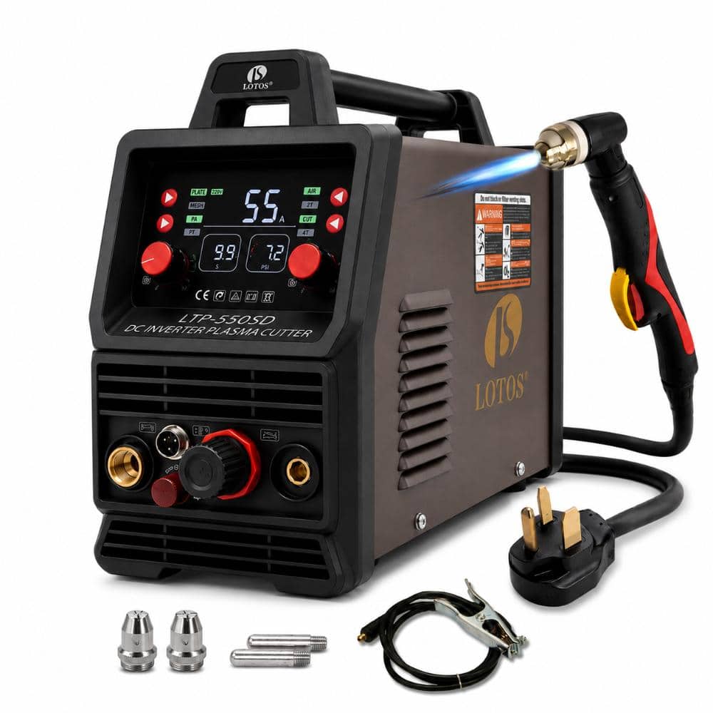 Lotos 55 Amp Non-Touch Pilot Arc Plasma Cutter with Surface Rust Removal Mode, Dual Voltage 110V/220V, 5/8 in. Clean Cut