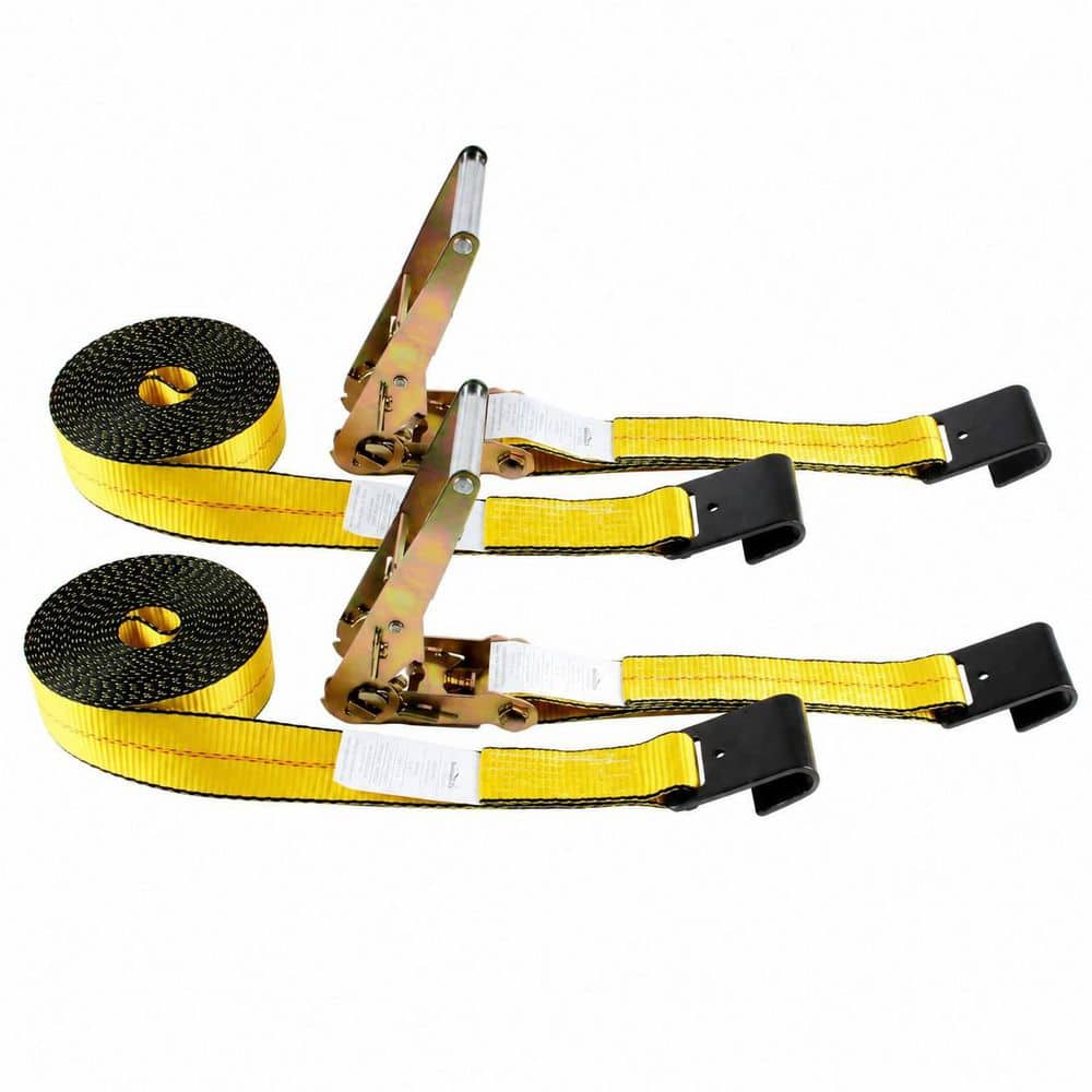 LAIFUCAM 27 ft. x 2 in. Flat Hook Ratchet Tie Down Straps Heavy Duty Weather Resistant for Flatbed Trailer Truck 2 Pack