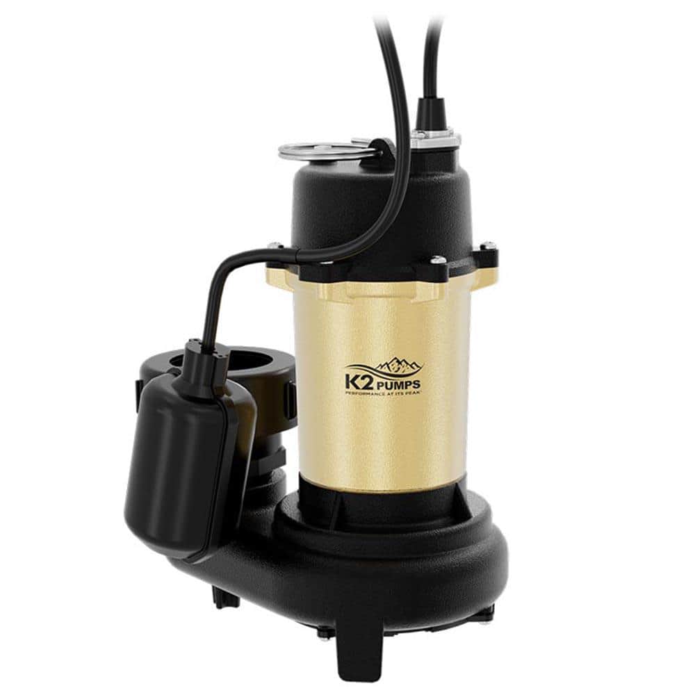 K2 3/4 HP Heavy-Duty Cast Iron Effluent Septic Pump with Tethered Switch