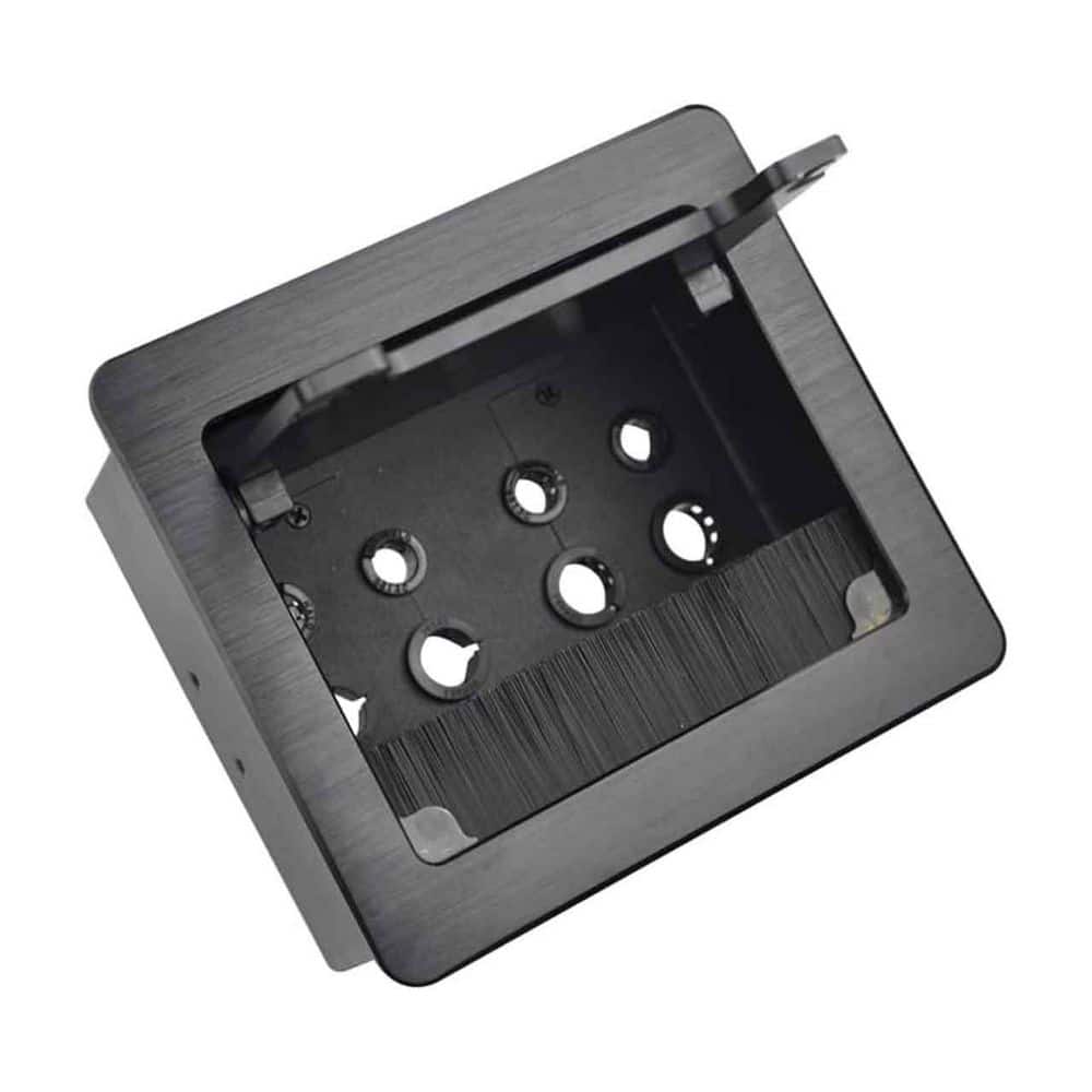 Ahfiwaso Desktop Series Black Metal Cable Management Connectivity Box with 8 Grommet Holes Flip Cover for Office Table