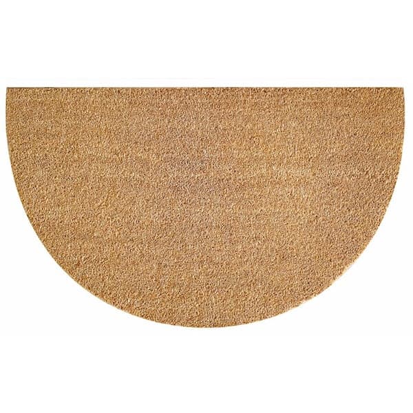 TrafficMaster Plain Natural 18 in. x 30 in. Coir Half Round Non-Slip Indoor Outdoor Door Mat