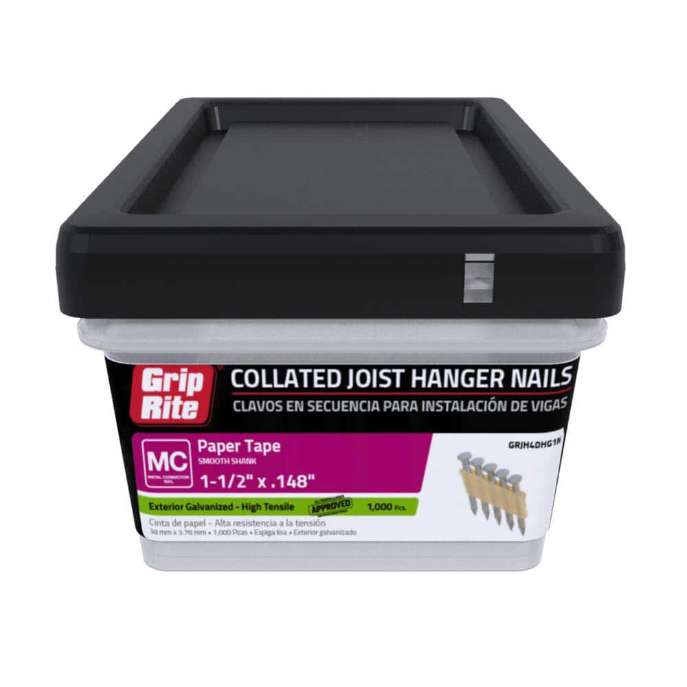 Grip-Rite 1-1/2 in. x 0.148 in. 33° Paper Collated Exterior Galvanized Hardened Smooth Shank Joist Hanger Nails 1000 per Box