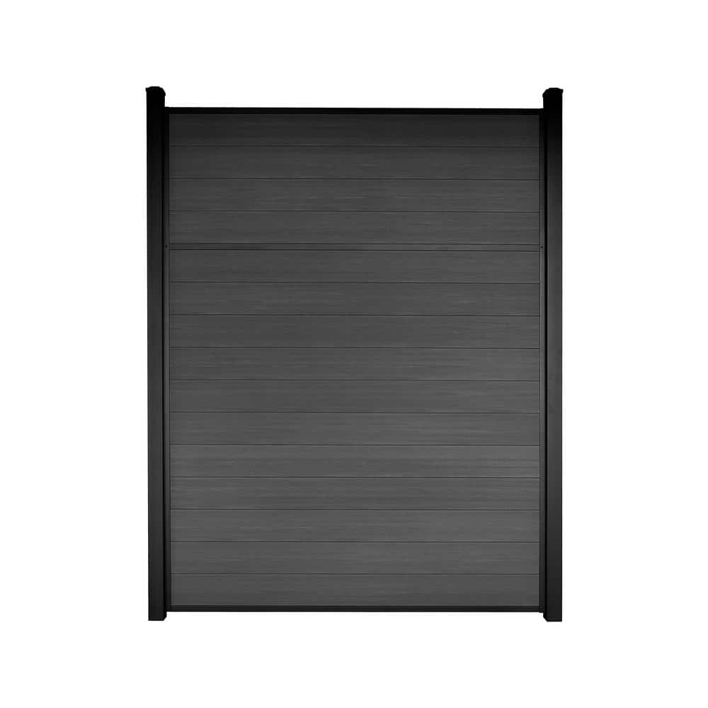 Slipfence 8 ft. H x 6 ft. W x 1 in. Thick Charcoal - Dark Grey - Composite Tongue and Groove Horizontal Fence Panel