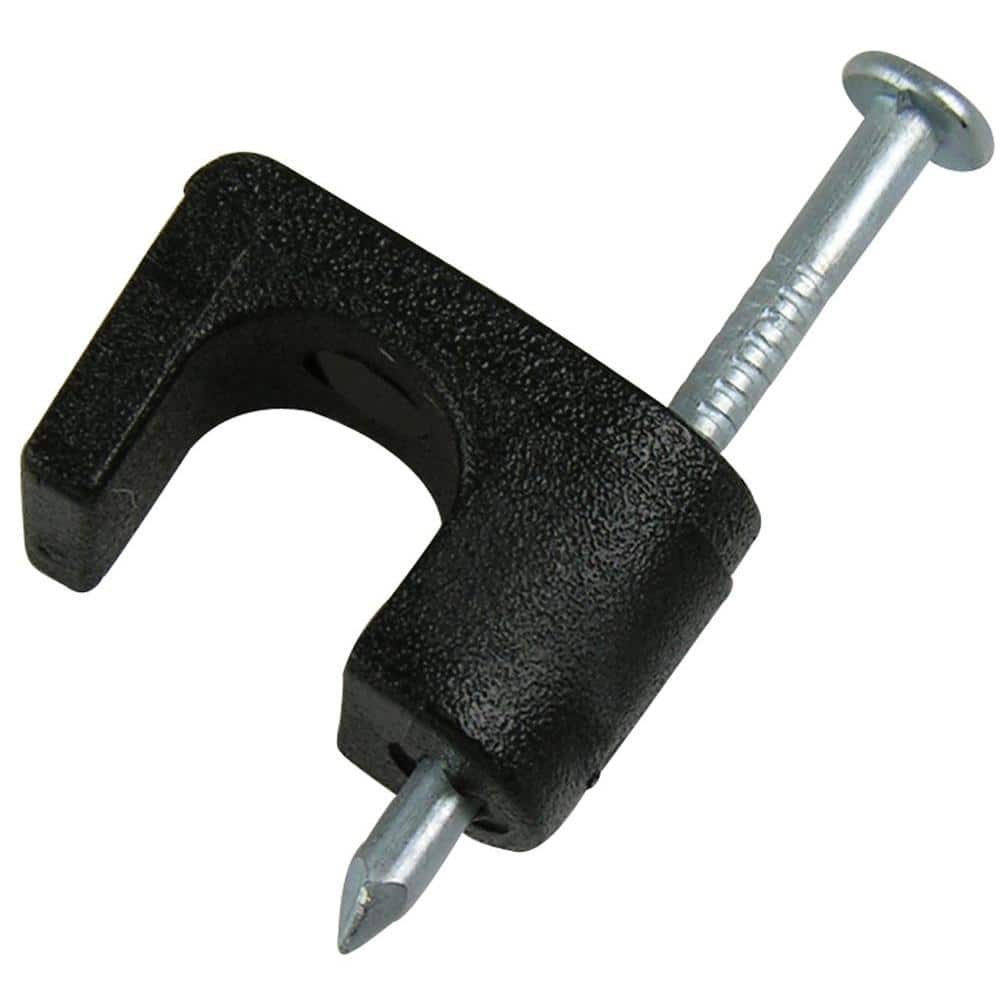Gardner Bender 1/4 in. Black Plastic Staples for Coaxial Cable with Zinc-Plated Nail (25-Pack)