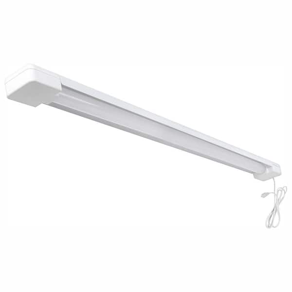 Commercial Electric 3 ft. 30-Watt 4000K Bright White 1-Light 3000 Lumens White Integrated LED Hanging Shop Light Fixture with Power Cord