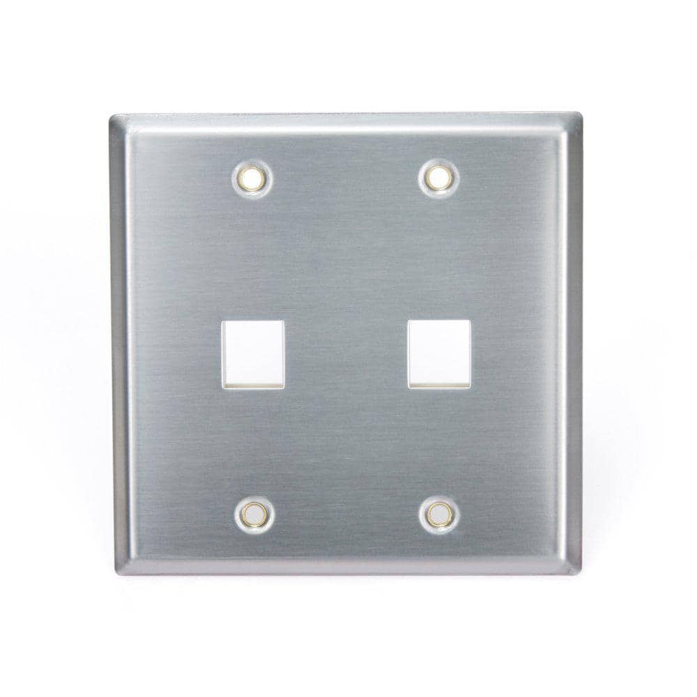 Leviton Stainless Look 2-Gang Audio/Video Wall Plate (1-Pack) 43080-2S2