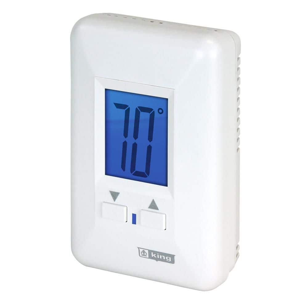 King Electric Thermostat Non-Programmable Hydronic with Fan Switch 120V 2 Circuit Line Voltage 12.5 AMP