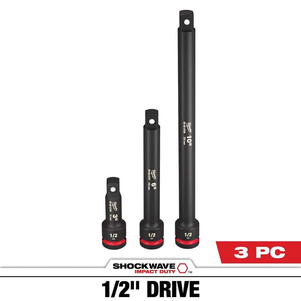 Milwaukee SHOCKWAVE Impact Duty 1/2 in. Drive Socket Extension Set (3-Piece)