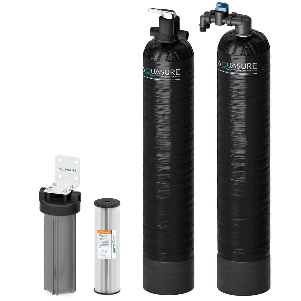 AQUASURE Serene 15 GPM Salt Free Conditioner Whole House Water Treatment System and Pleated Sediment Pre-Filter