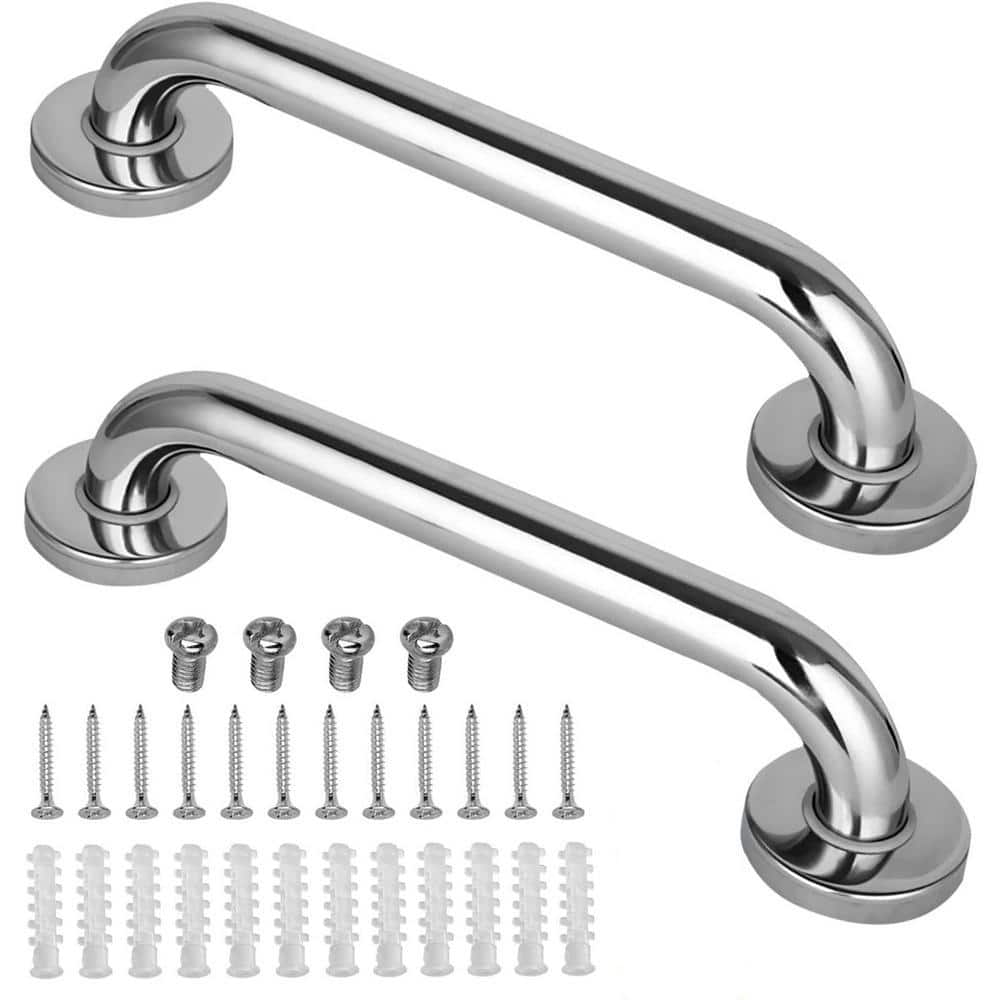 Angel Sar 2-Pack 12 in. Shower Grab Bar, Shower Bath Safety Handrail for Shower Chair Bench Grab Bars Senior Elderly Handicap
