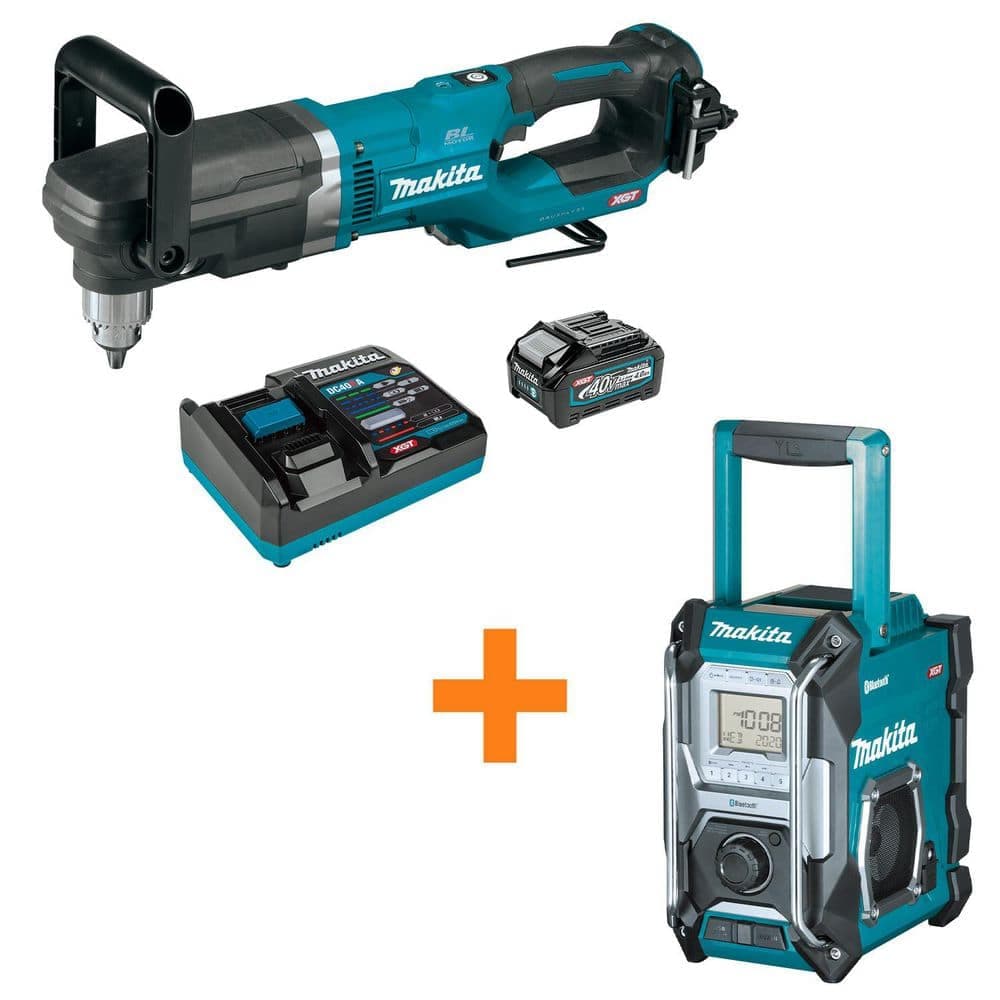 Makita 40V max XGT Brushless Cordless 1/2 in. Right Angle Drill Kit (4. 0Ah) with 40V Max XGT Cordless Bluetooth Job Site Radio