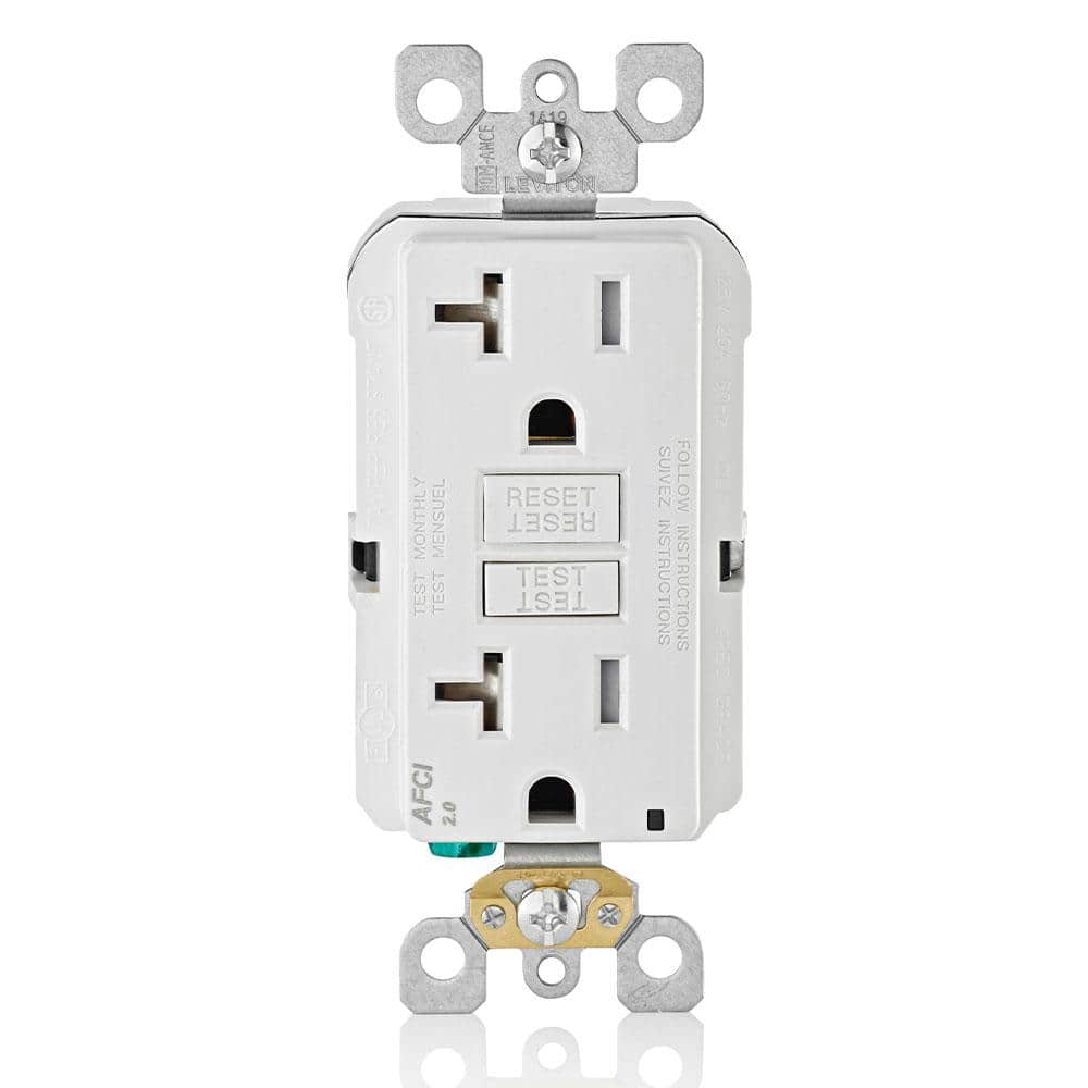 Leviton 20 Amp AFCI Tamper Resistant Duplex Outlet, White AFTR2-KW