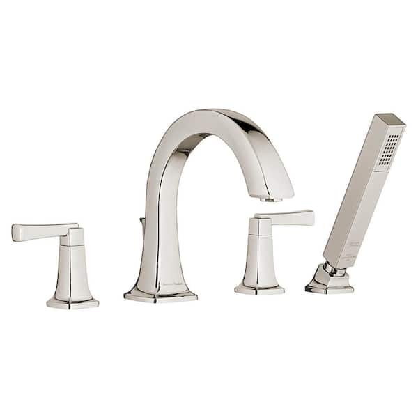 American Standard Townsend 2-Handle Deck-Mount Roman Tub Faucet for Flash Rough-in Valves with Hand Shower in Polished Nickel