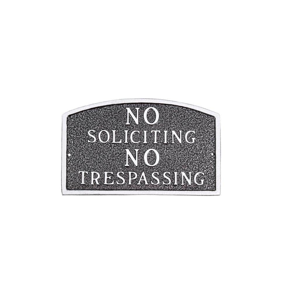 Montague Metal Products No Soliciting, No Trespassing Arch Large Statement Plaque - Swedish Iron