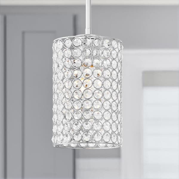 PRIVATE BRAND UNBRANDED 2-1/4 in. Fitter Large Crystal Cylinder Pendant Lamp Shade