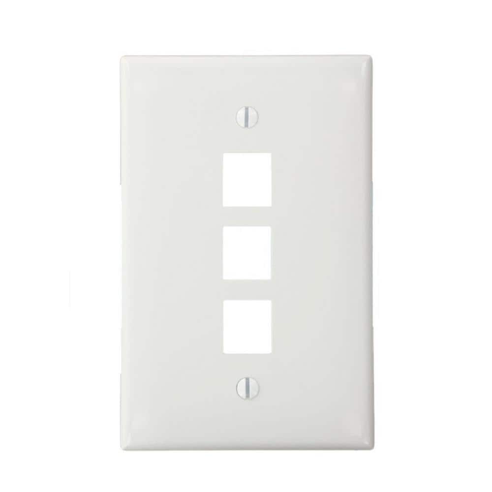 Leviton 1-Gang 3-Port White Nylon Midway/Midsize Quickport Wall Plate (1-Pack) 41091-3WN